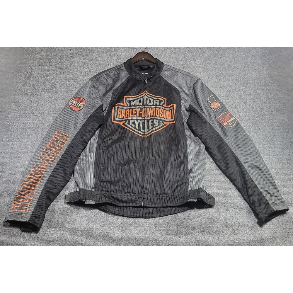 Harley-Davidson Men's Bar & Shield Logo Mesh Riding Jacket Black/Grey Sz Medium